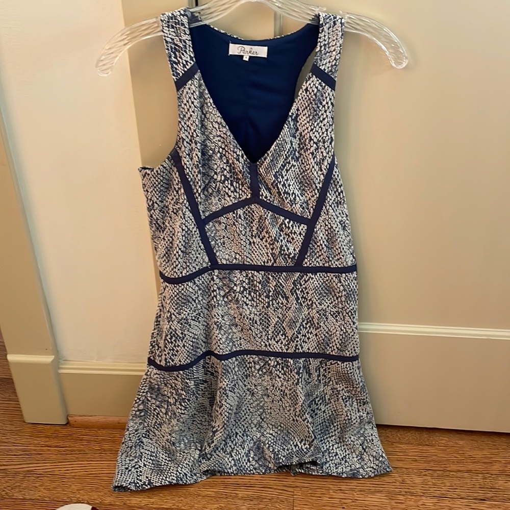 Parker fit and flare sundress. Snake skin print.